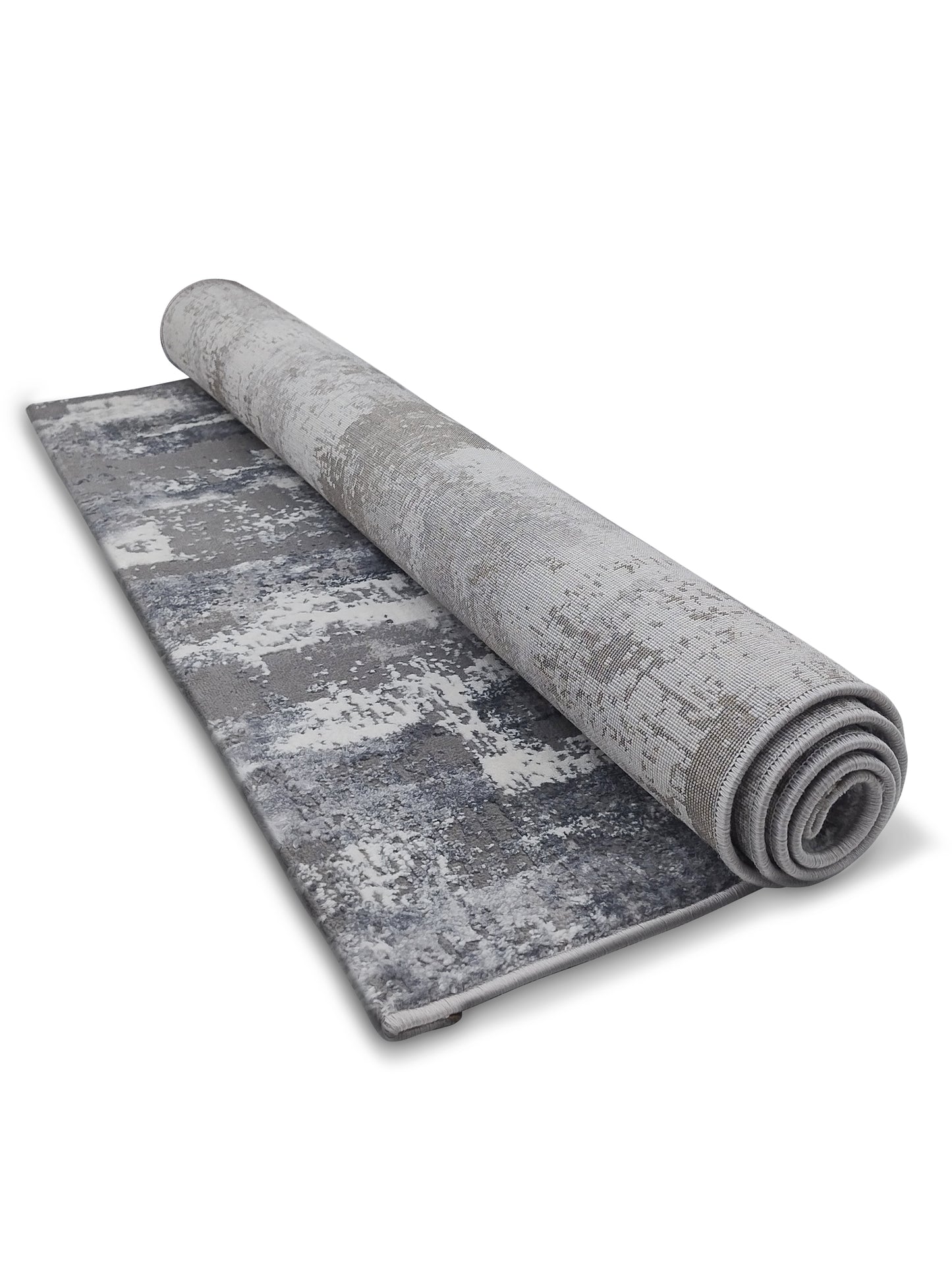 Grey Abstract Textured Carpet – Modern Distressed Rug for Living Room