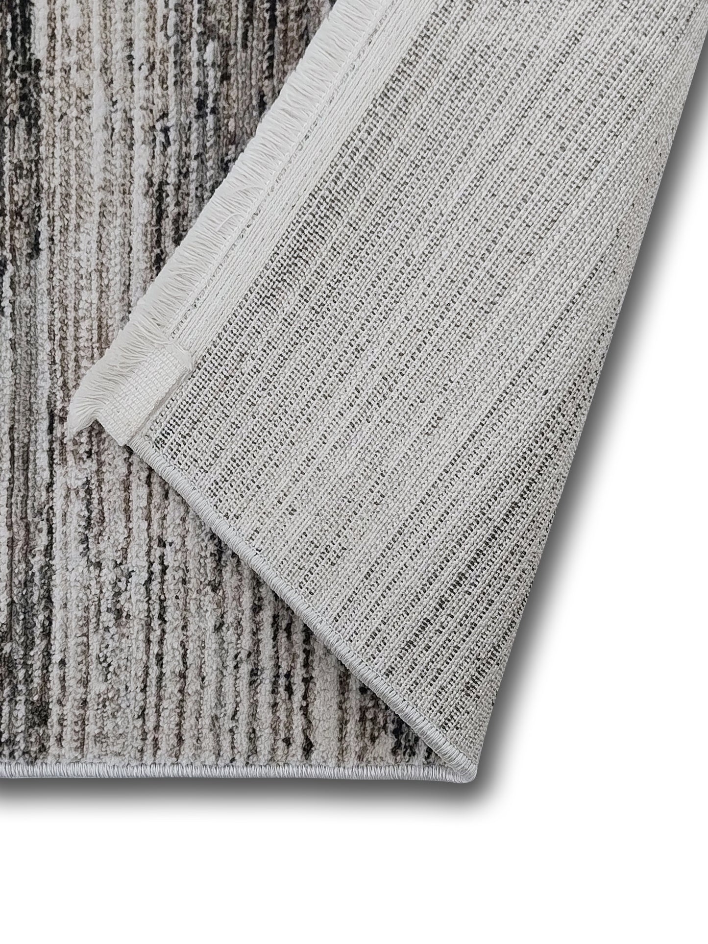 Grey & White Abstract Striped Carpet – Modern Linear Pattern – 2 Sizes