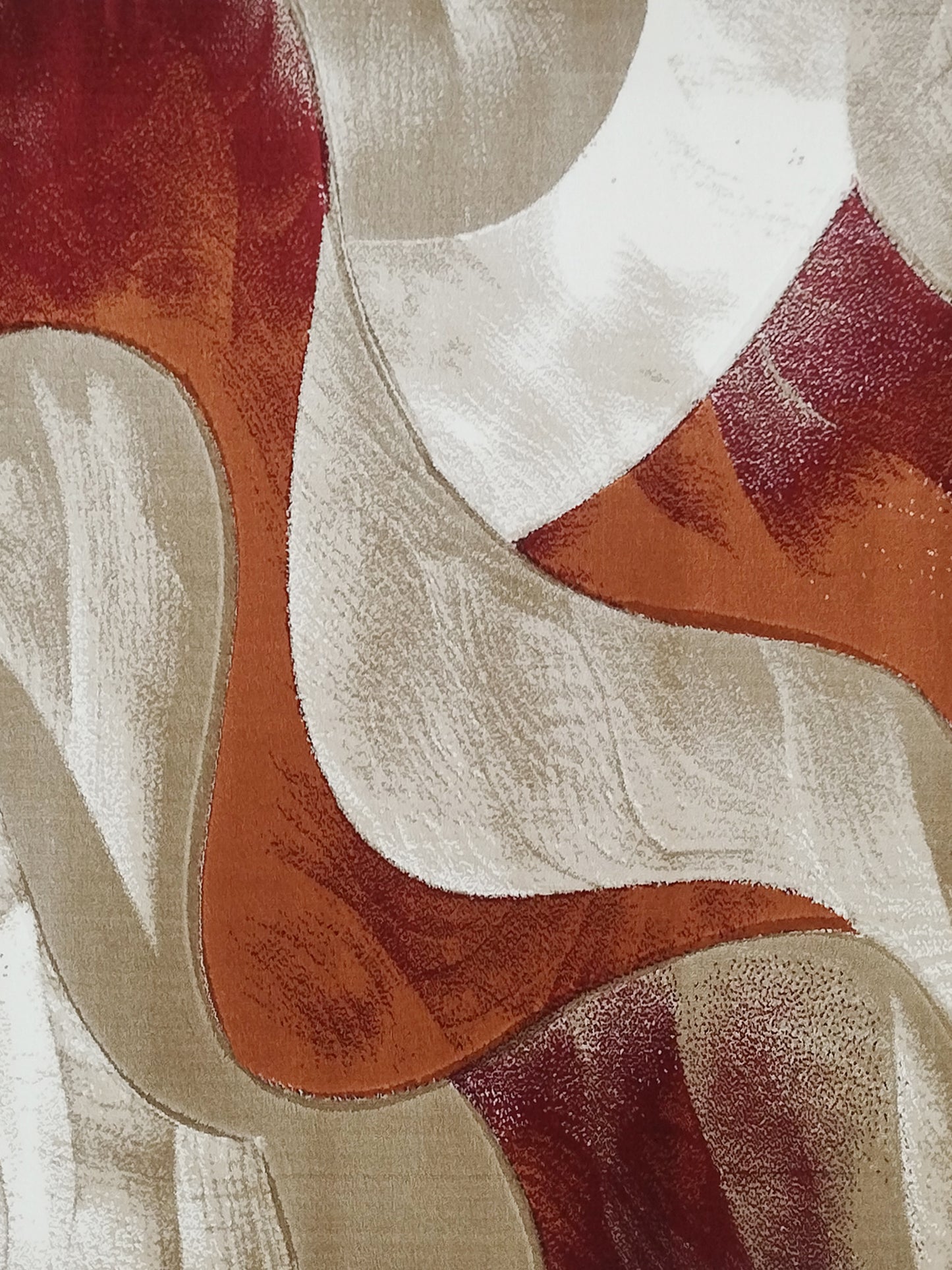 Rust Beige Abstract Carpet – Modern Artistic Rug for Living Room Decor