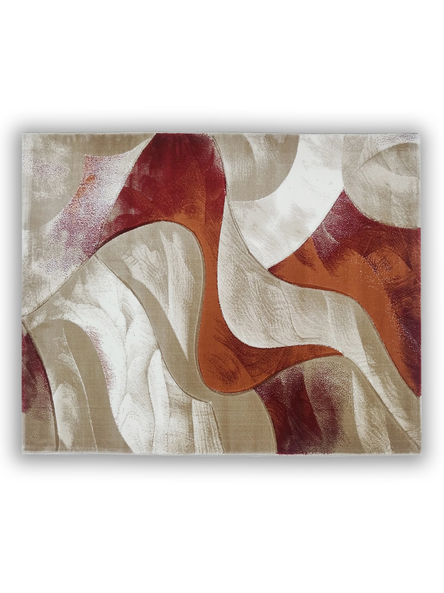 Rust Beige Abstract Carpet – Modern Artistic Rug for Living Room Decor