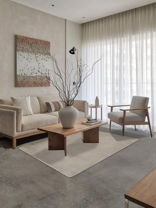 Warm Beige Faux Fur Shaggy Carpet – Cozy Plush Texture – 2 Sizes