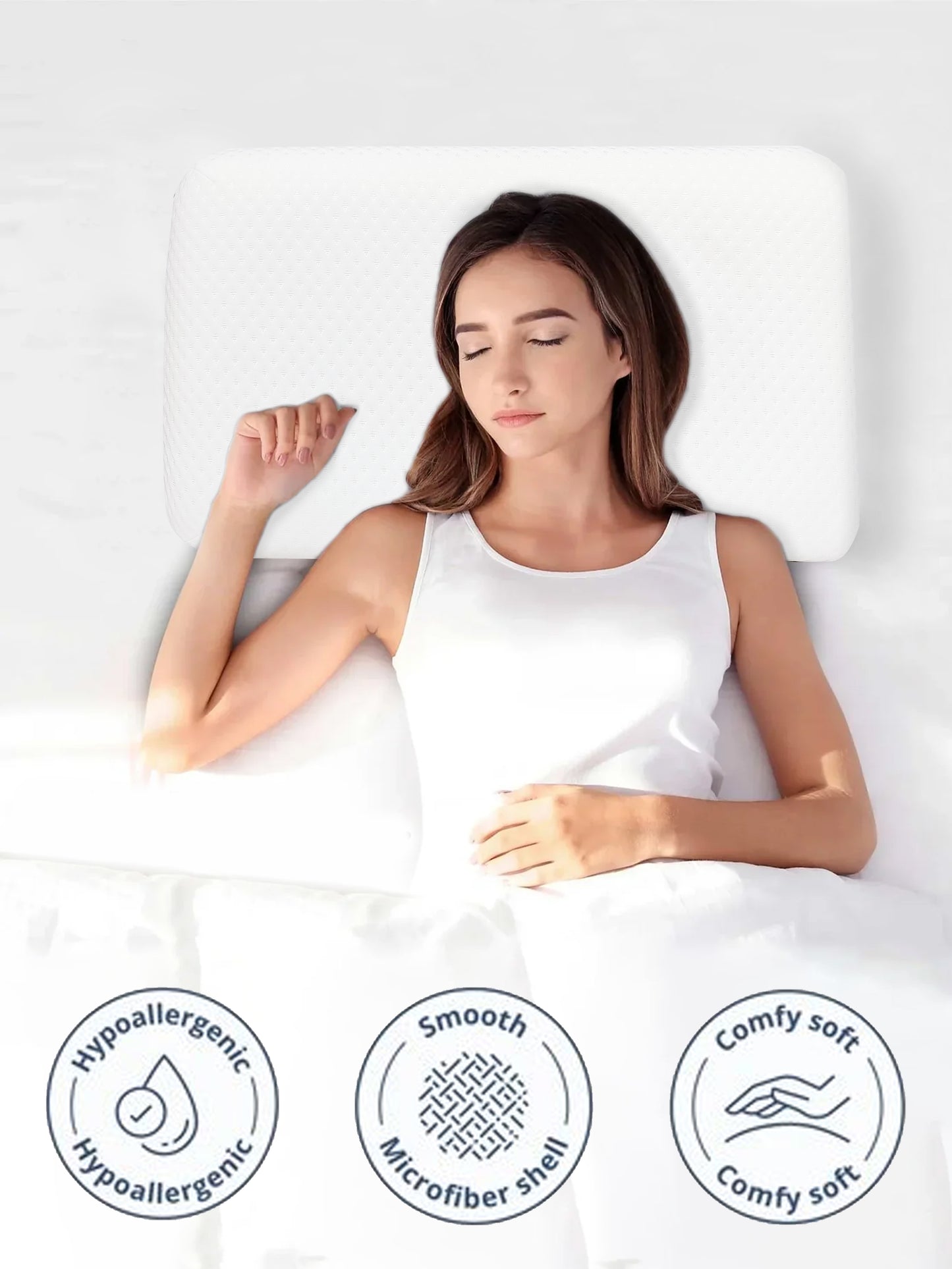 Memory Foam Pillow – Orthopedic Comfort, 17" x 27", Breathable Zip Cover