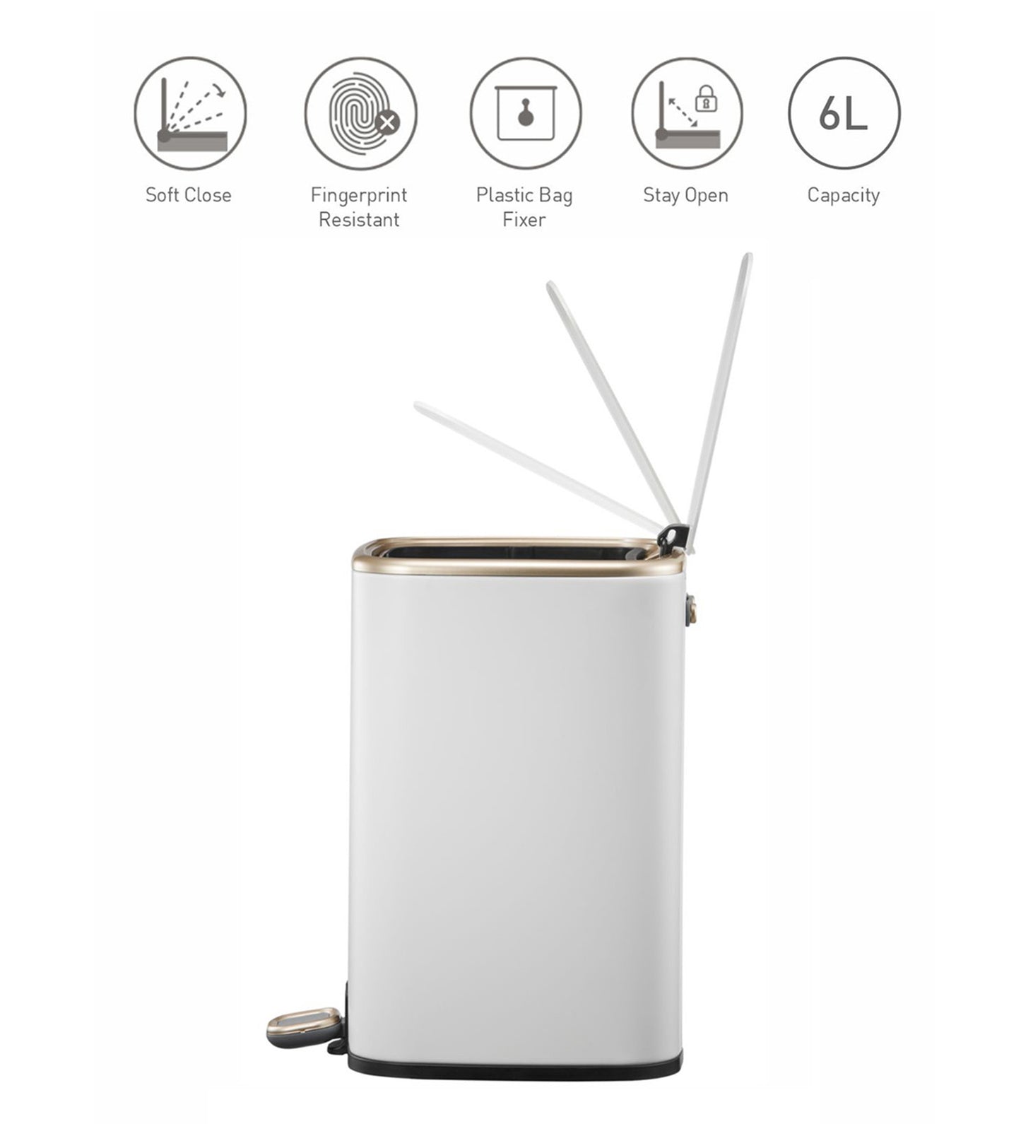 Modern Soft-Close Step Trash Bin – Fingerprint-Resistant, Matte Finish