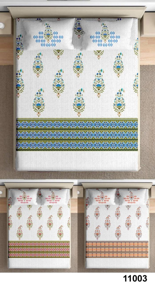 King Size 100% Cotton Bedsheet Set with Pillow Covers | Soft & Designer Collection