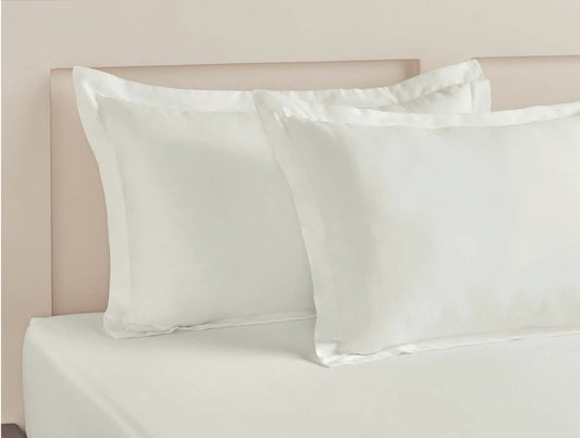 SPACES Aven Solid 100% Cotton 210 TC Large Fitted Bedsheet Set with 2 Pillow Covers (108 x 108 Inches)