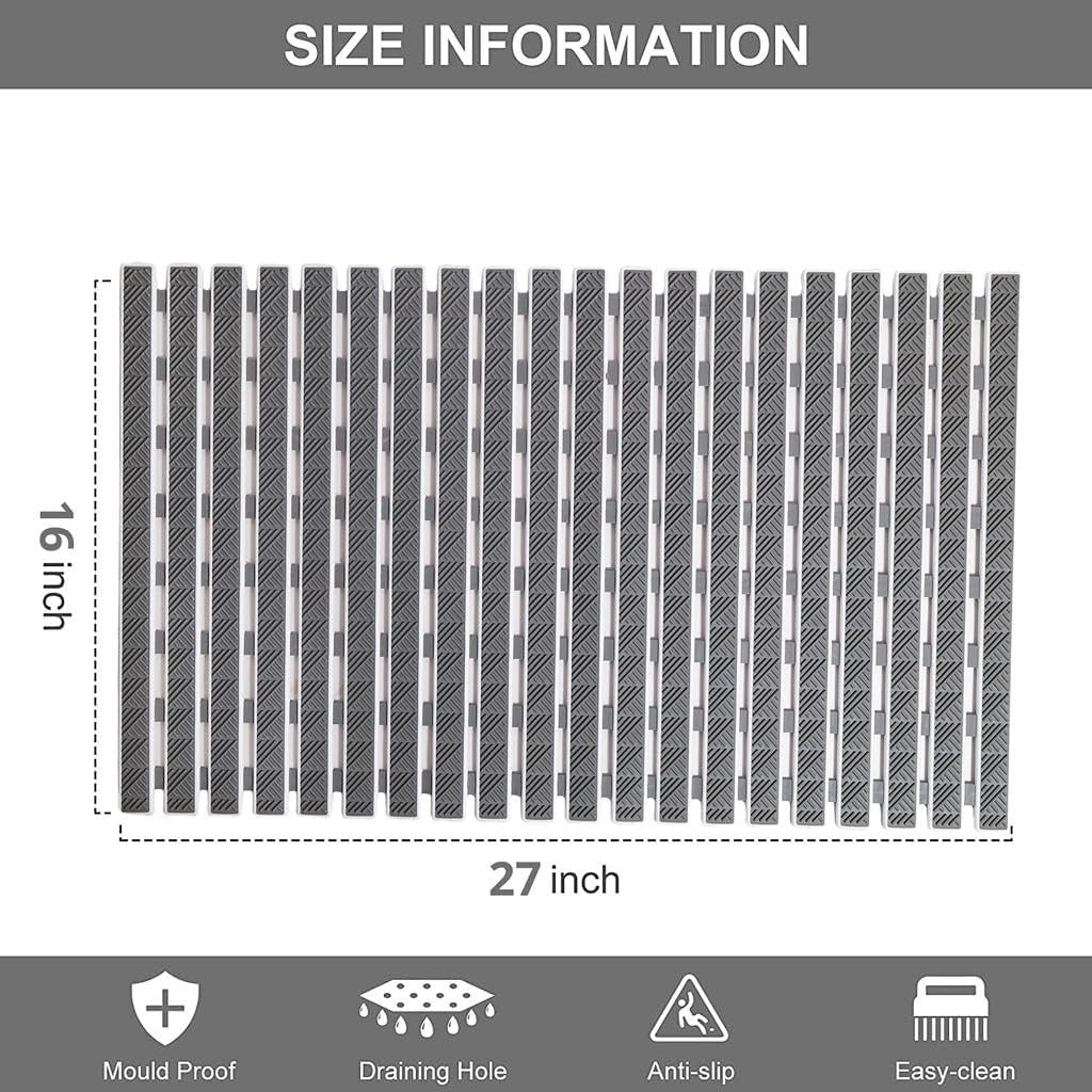 Obsessions Premium Anti-Slip Bath Mat with Suction Cups TPE Eco-Friendly