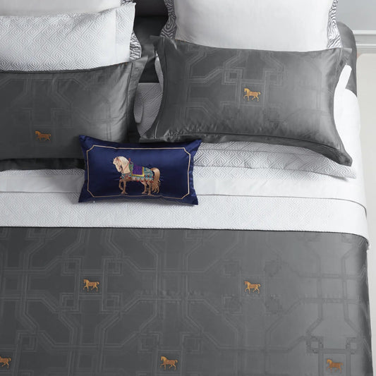 Royal Jacquard Super King Bedsheet Set with Horse Motif | 100% Egyptian Cotton