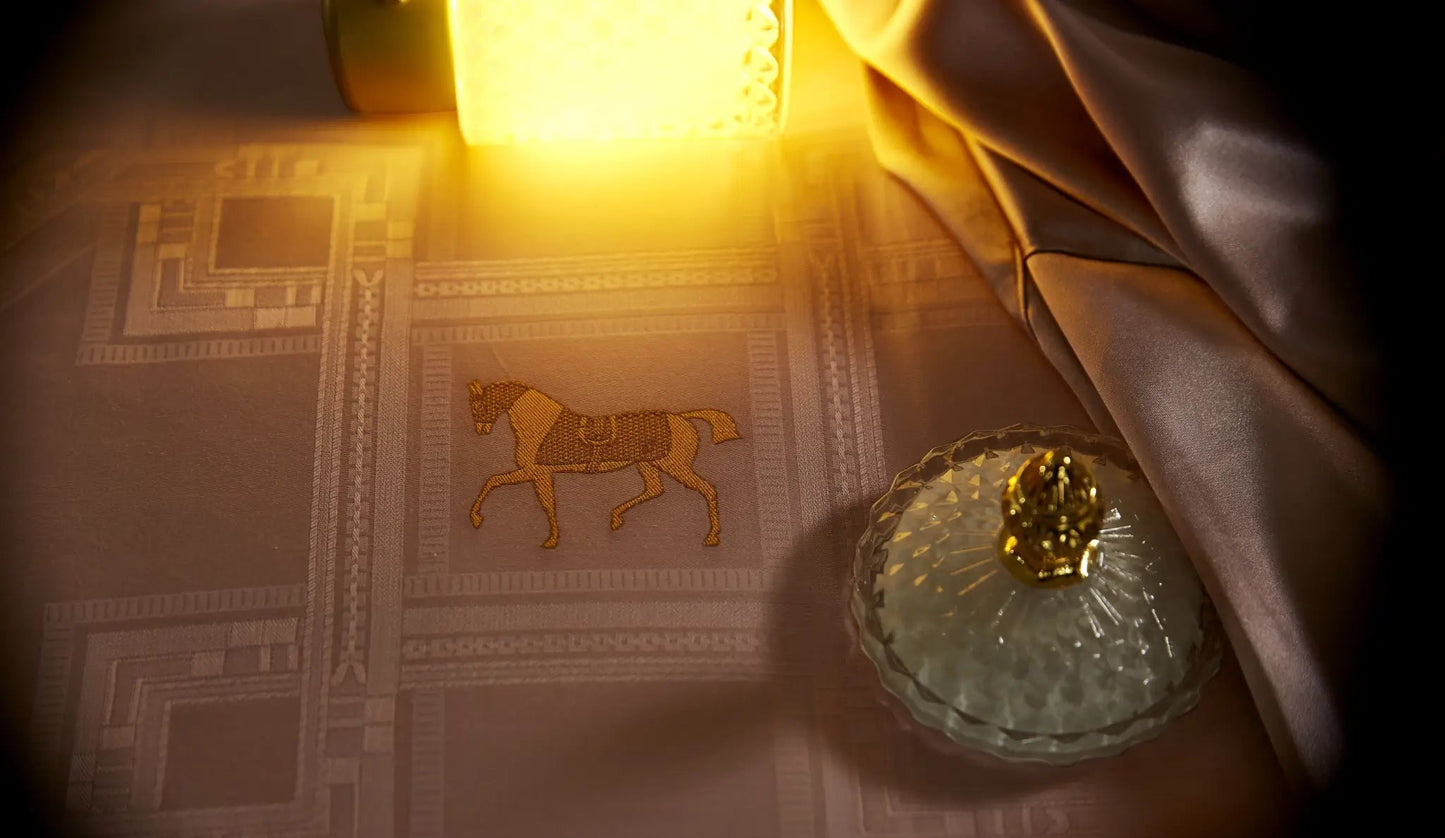 Royal Jacquard Super King Bedsheet Set with Horse Motif | 100% Egyptian Cotton