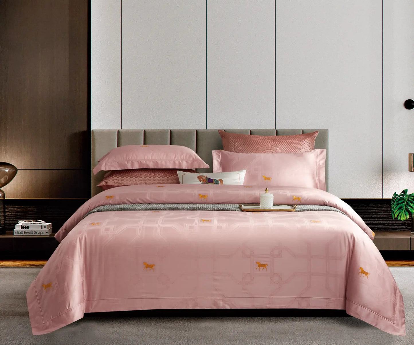 Royal Jacquard Super King Bedsheet Set with Horse Motif | 100% Egyptian Cotton