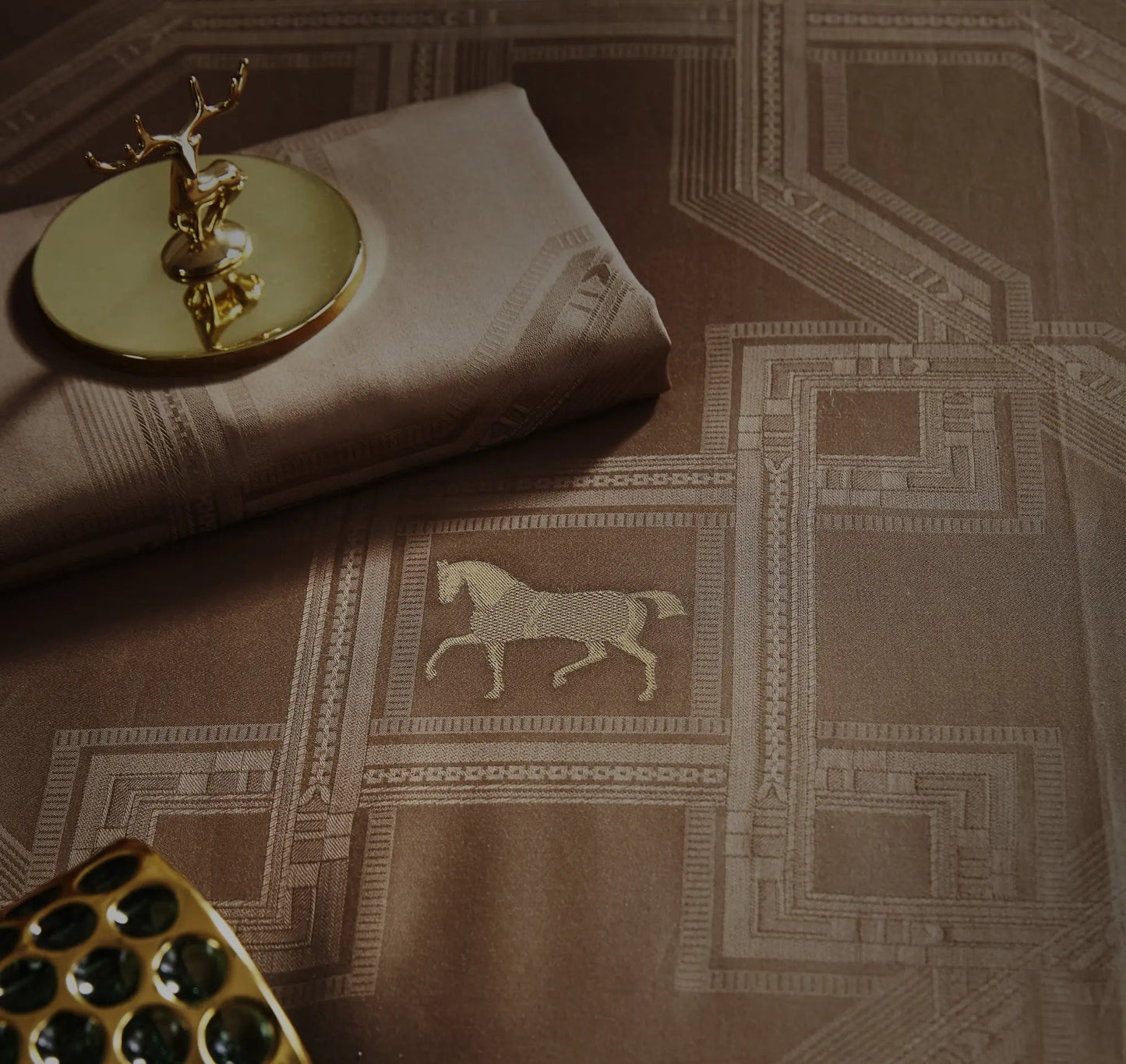 Royal Jacquard Super King Bedsheet Set with Horse Motif | 100% Egyptian Cotton