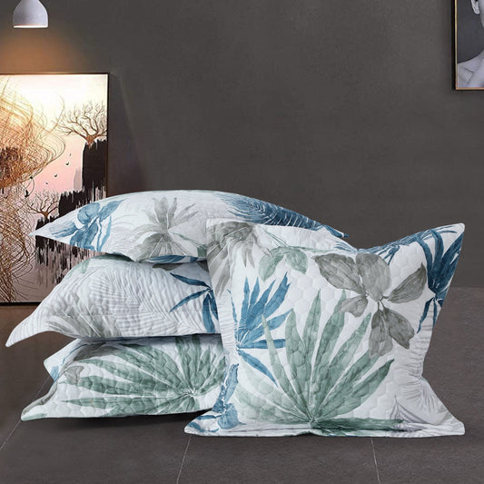 White Botanical Quilted Bedcover Set – 5-Piece King Size | 100% Cotton