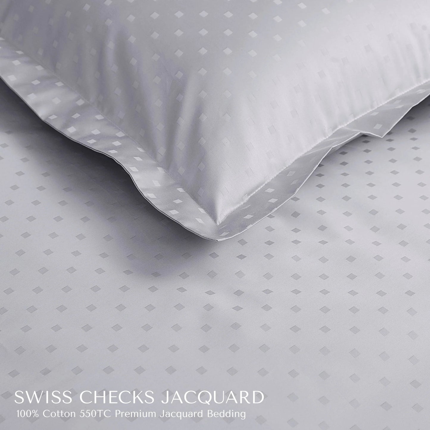 Premium Jacquard King Size Bedsheet Set |  Squared Dot Pattern