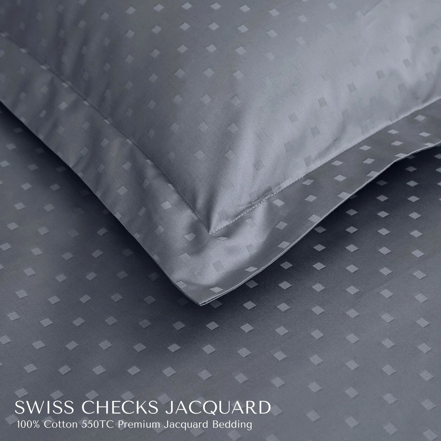 Premium Jacquard King Size Bedsheet Set |  Squared Dot Pattern