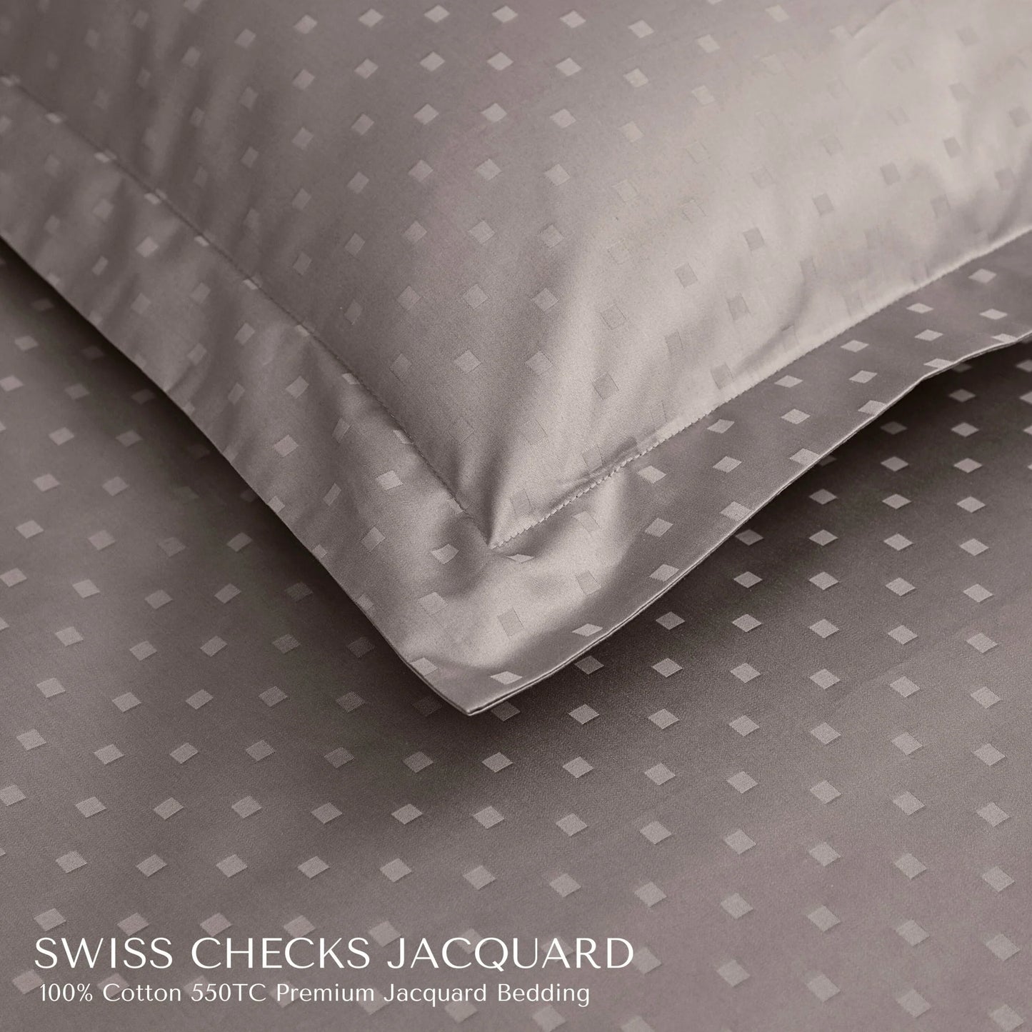 Premium Jacquard King Size Bedsheet Set |  Squared Dot Pattern
