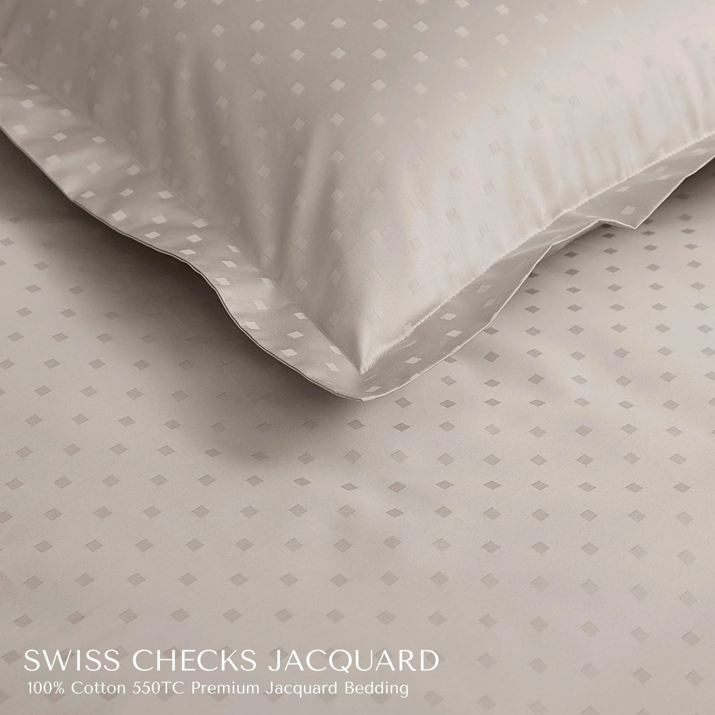 Premium Jacquard King Size Bedsheet Set |  Squared Dot Pattern