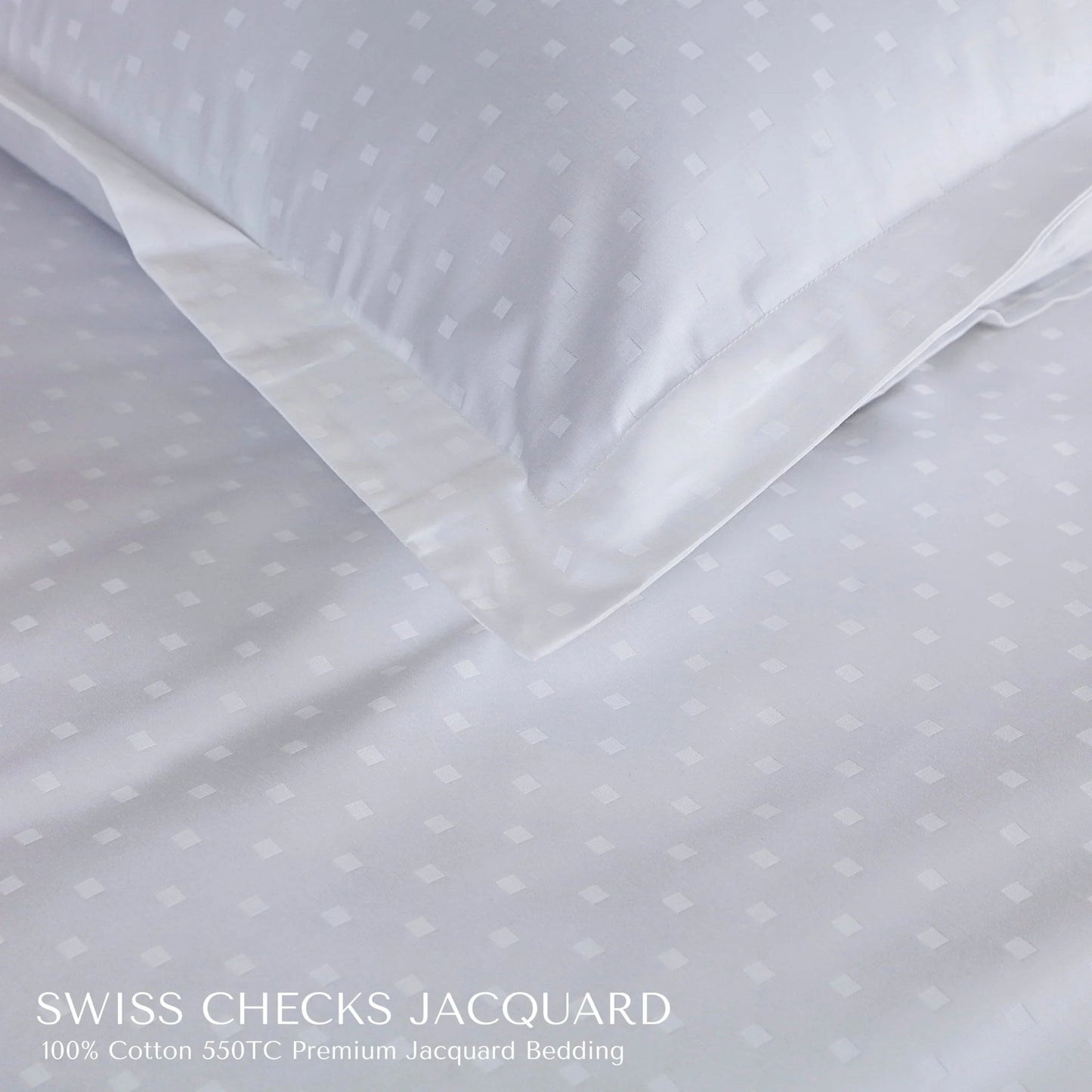 Premium Jacquard King Size Bedsheet Set |  Squared Dot Pattern