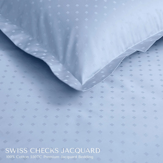 Premium Jacquard King Size Bedsheet Set |  Squared Dot Pattern