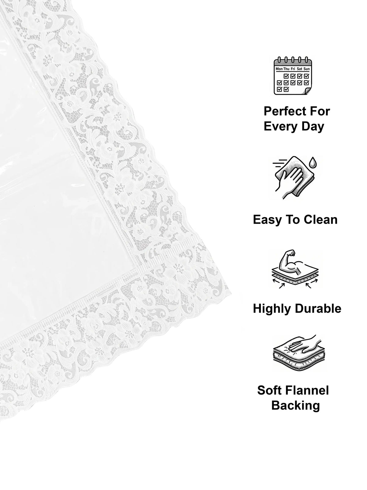 Freelance Tuscany Clear Plastic Table Cover with Lace | 4-6 Seater