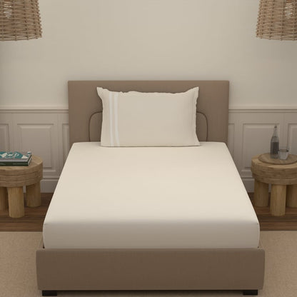 Atoz Home Decor 250 TC Tranquil Cotton Bedsheet Set with Striped Trim
