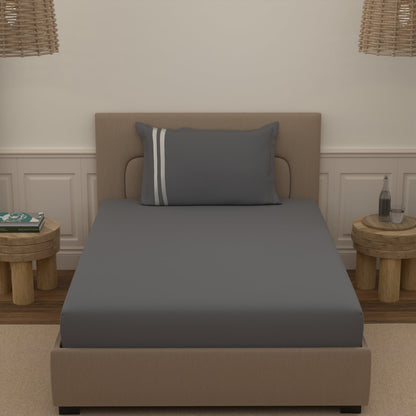 Atoz Home Decor 250 TC Tranquil Cotton Bedsheet Set with Striped Trim
