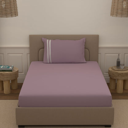 Atoz Home Decor 250 TC Tranquil Cotton Bedsheet Set with Striped Trim