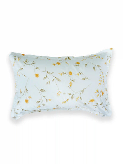 Cheerful Yellow Floral Cotton Double Bedsheet Set
