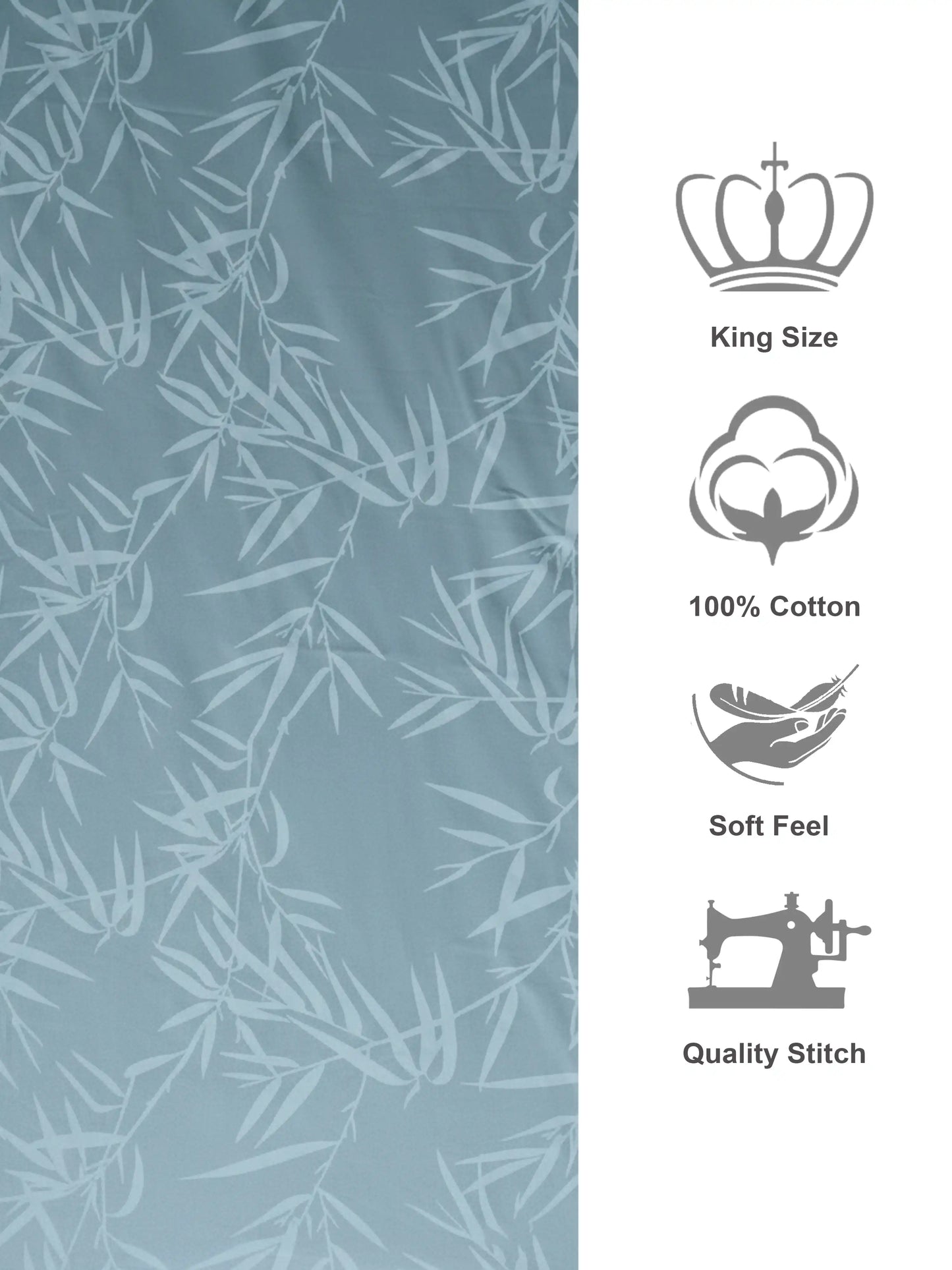 Soft Feel, Elegant Bamboo Leaf King Bed Sheet Set – 100% Cotton (300 TC)