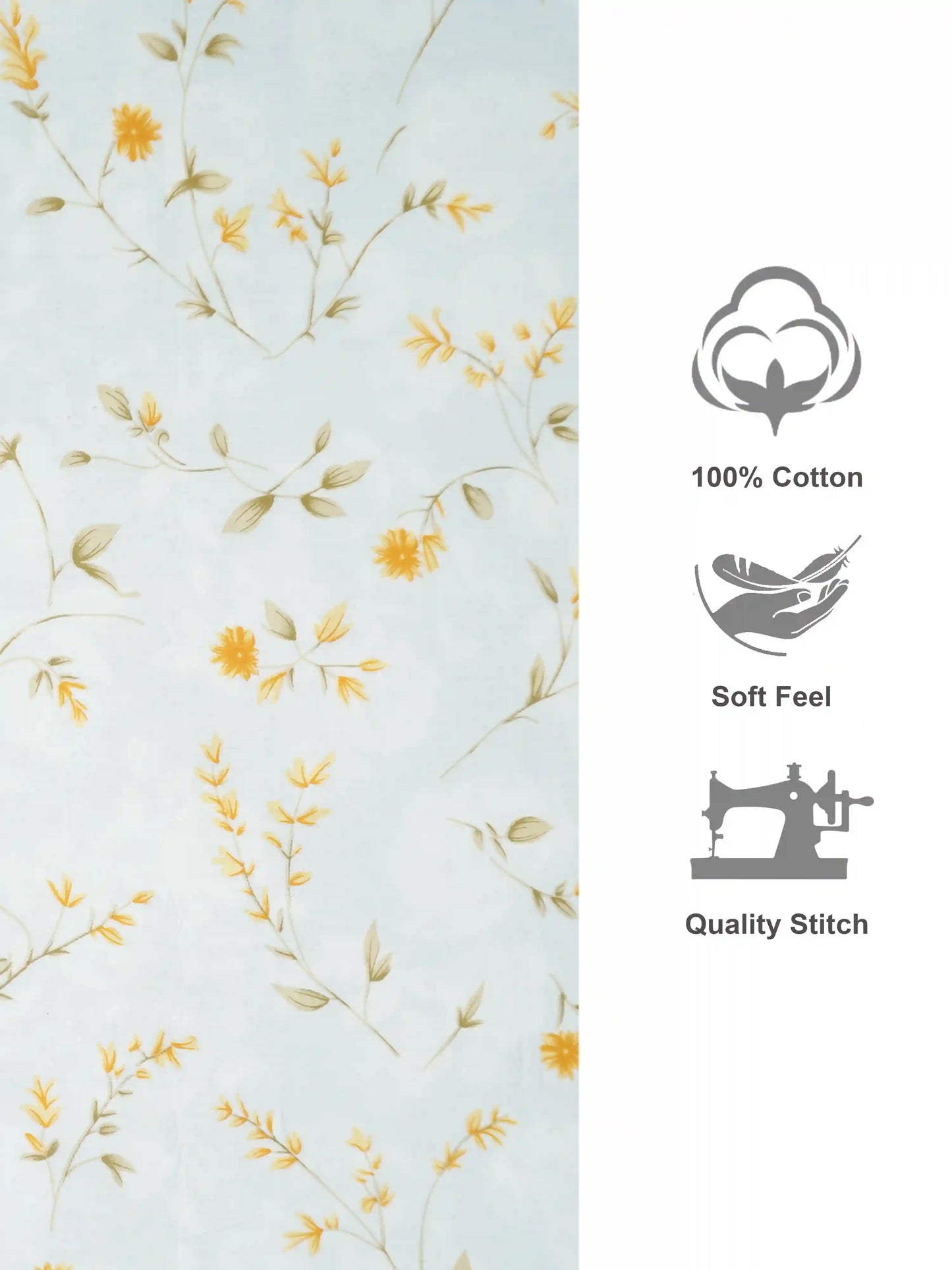 Cheerful Yellow Floral Cotton Double Bedsheet Set