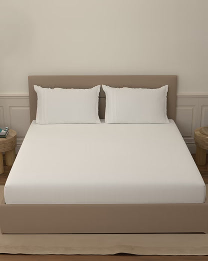 Atoz Home Decor 250 TC Tranquil Cotton Bedsheet Set with Striped Trim
