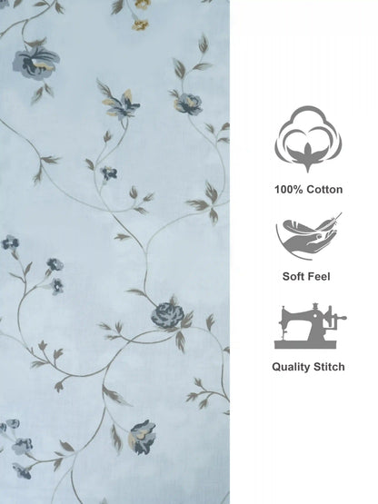 Soft Feel Grey Floral Vine Cotton Double Bedsheet Set