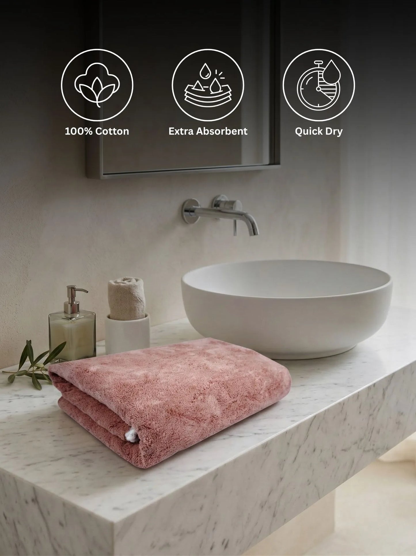 Plush Comfort, Extra Absorbent Quick Dry Medium Bath Towel – 100% Cotton