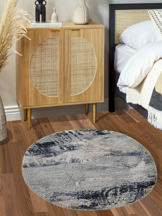Premium Galaxy Collection Circular Rug – Grey Blue, 100x100 cm, Anti-Skid