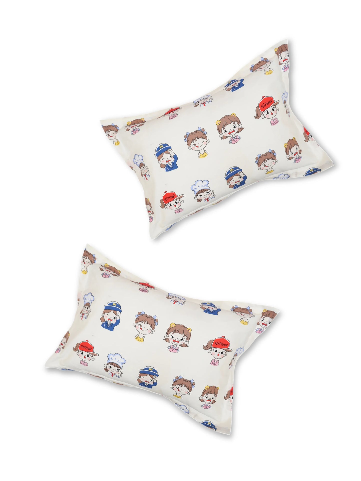 Cartoon Career Kids Cotton Bedsheet Set (Cream & Blue)