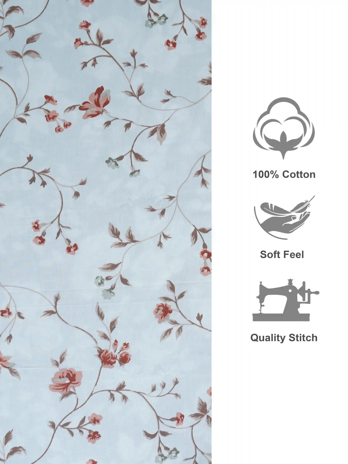 Soft Feel Elegant Brown Floral Cotton Double Bedsheet Set