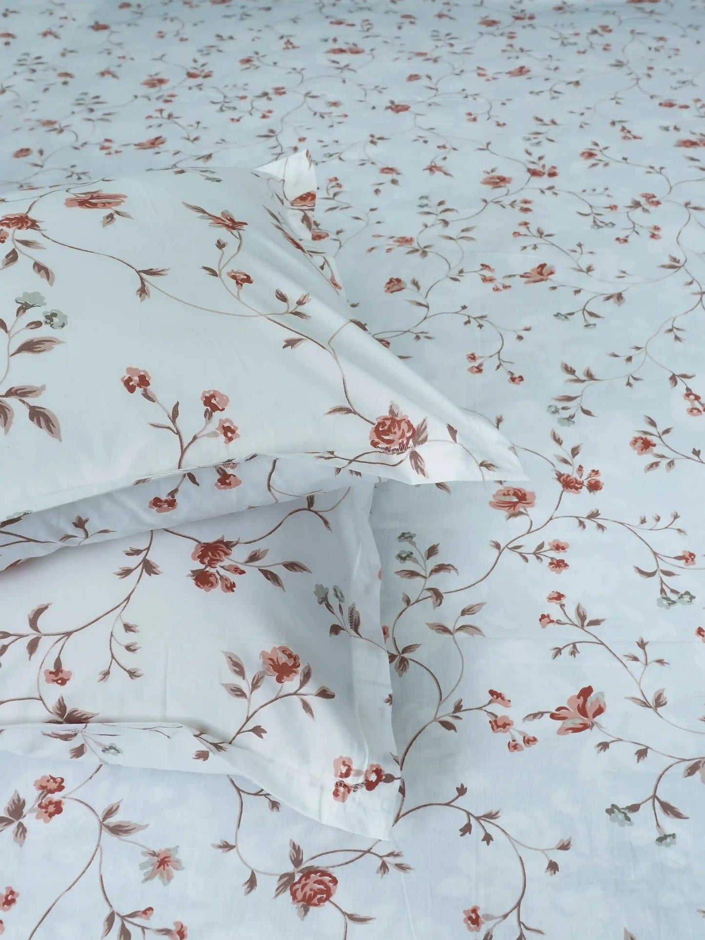 Soft Feel Elegant Brown Floral Cotton Double Bedsheet Set