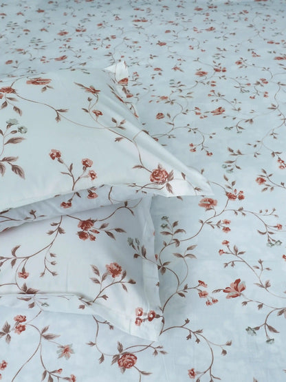 Soft Feel Elegant Brown Floral Cotton Double Bedsheet Set