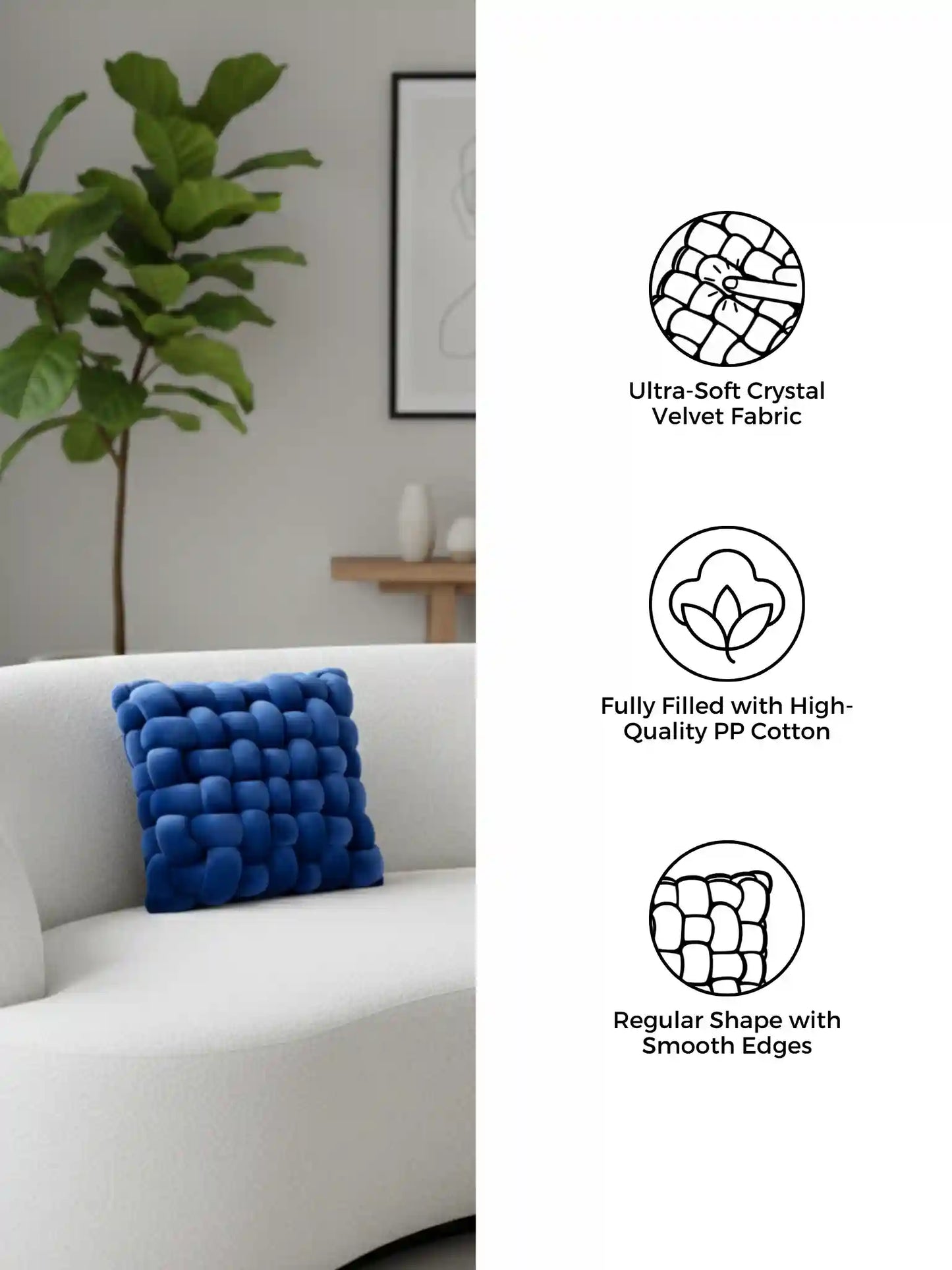 Square Knotted Cushion Pillow – Soft Decorative Accent for Sofa & Bed