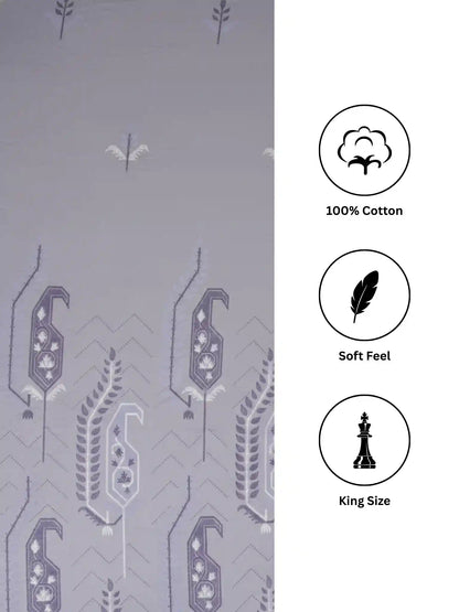 Soft Feel, Paisley Design King Bed Sheet Set with 2 Pillow Cases – 100% Cotton (300 TC)