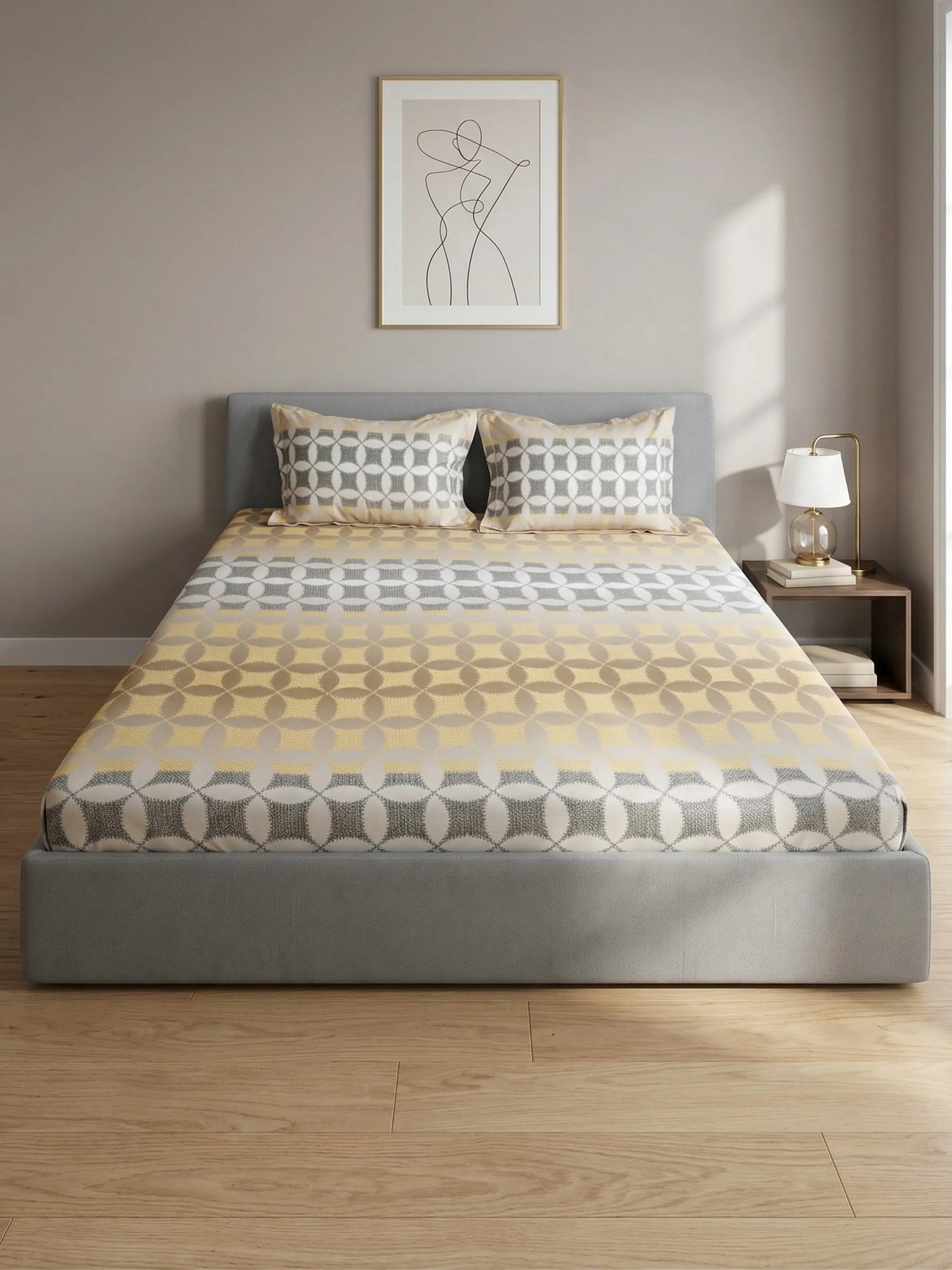High Living 100% Cotton King Size Bedsheet Set (400 TC)