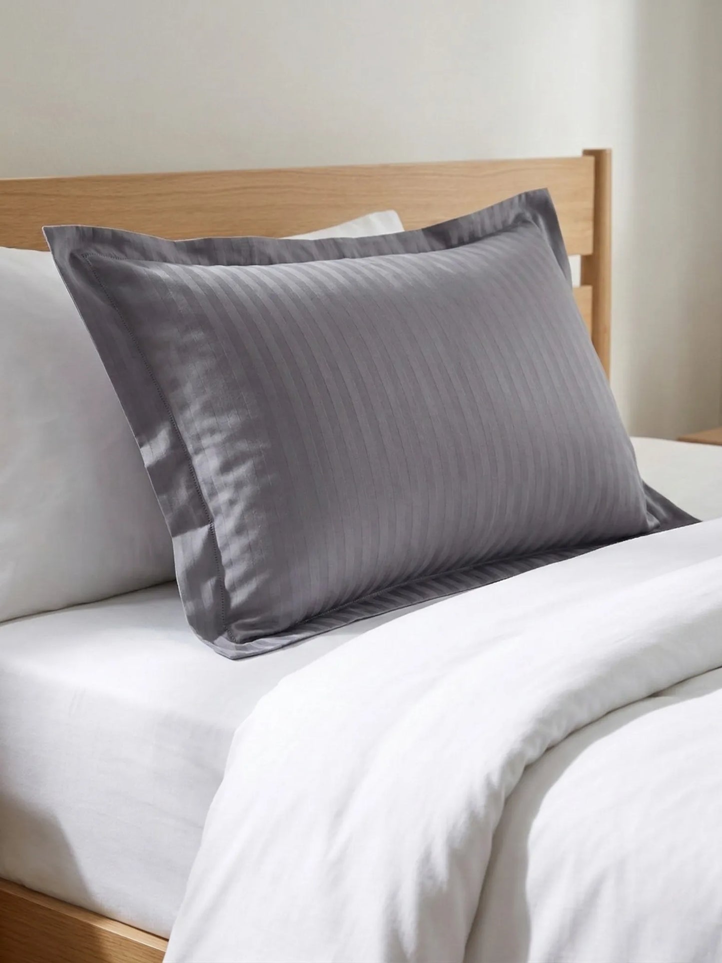 Striped Pillow Cover with Flange | Soft & Breathable (68 x 45 CM)