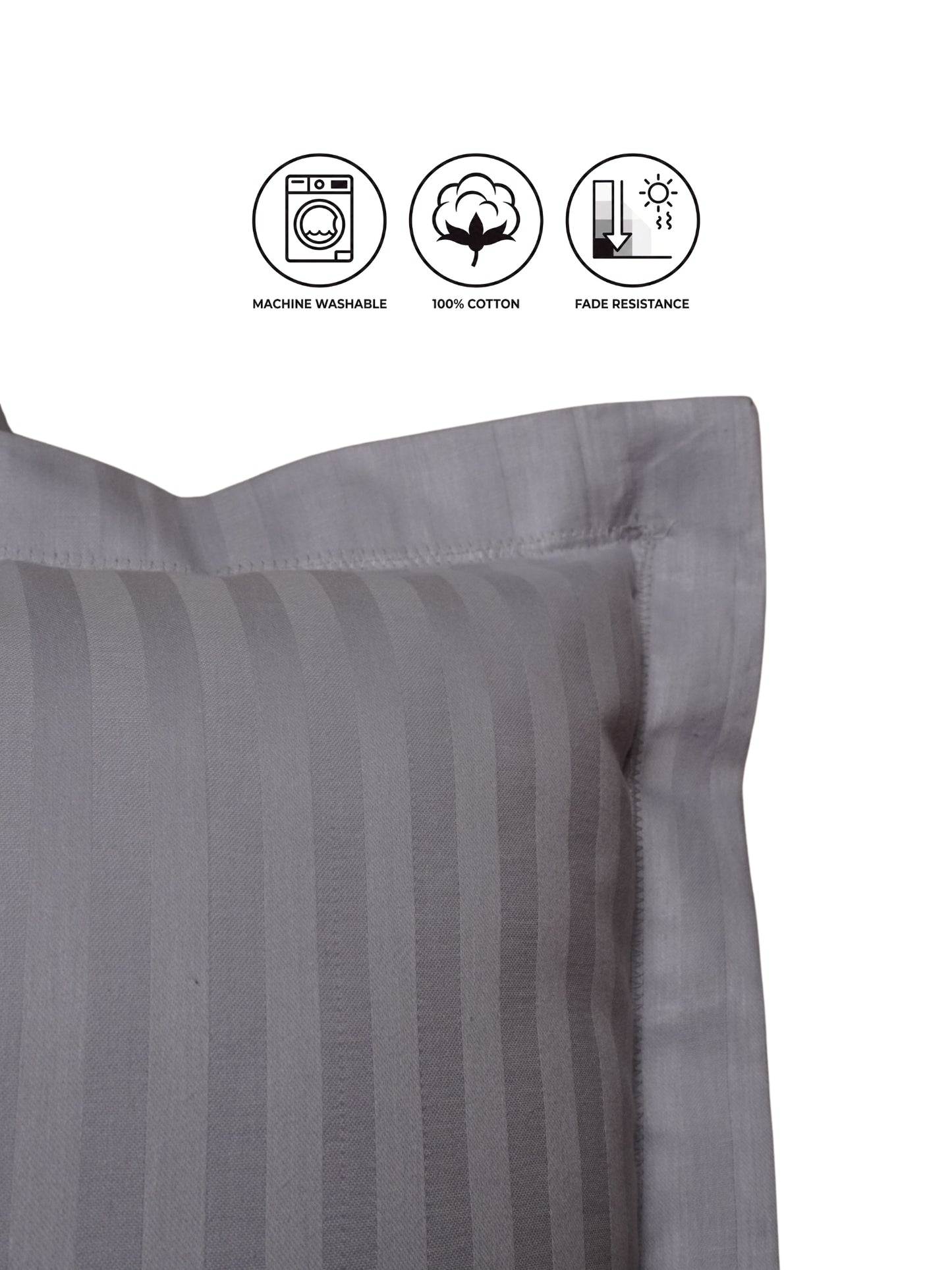 Striped Pillow Cover with Flange | Soft & Breathable (68 x 45 CM)