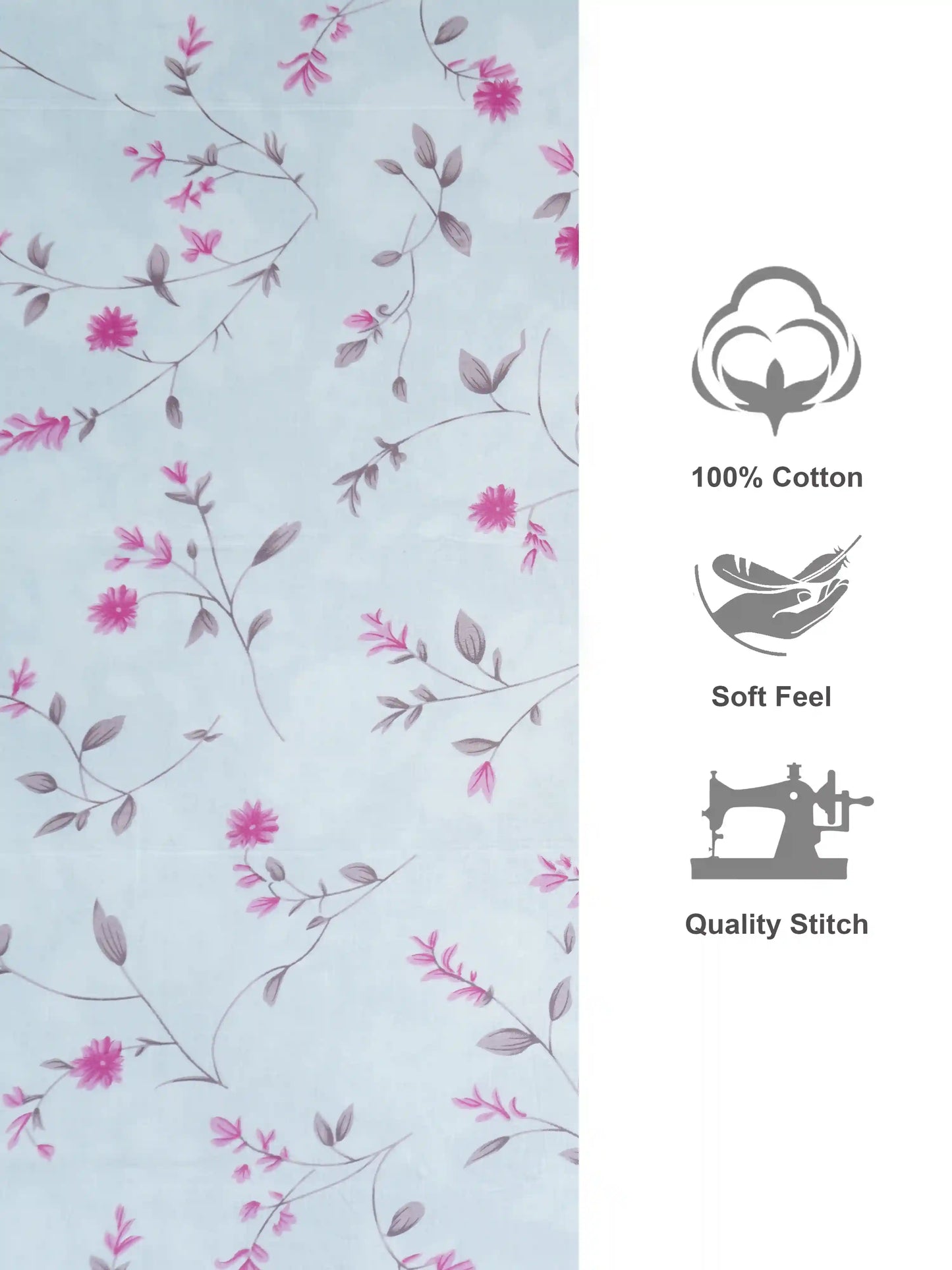Soft Feel Pink Floral Vine Cotton Double Bedsheet