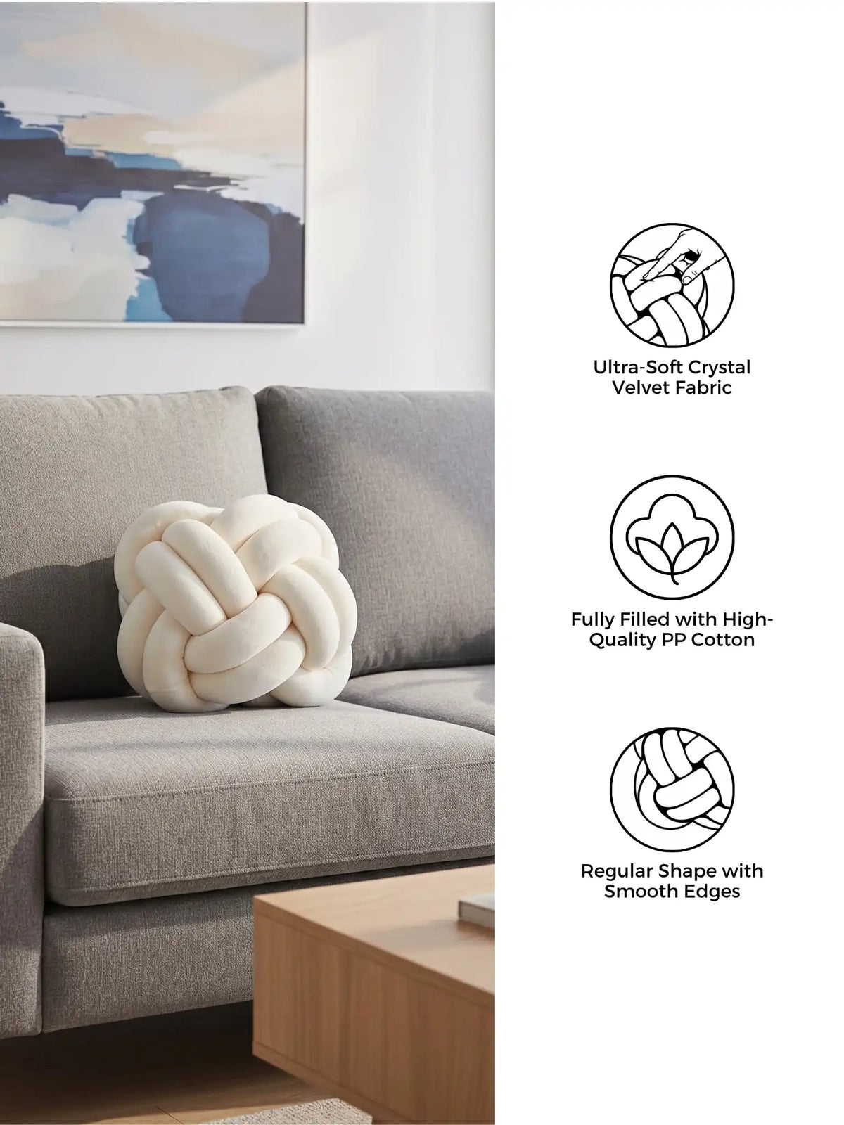 Atoz Home Decor Sphere Knotted Cushion Ball – Soft Decorative Round Pillow for Sofa & Bed