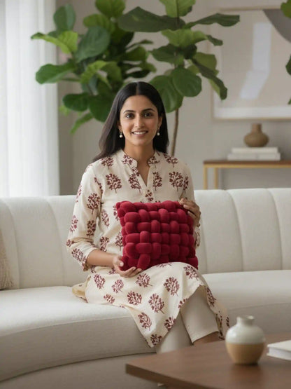 Square Knotted Cushion Pillow – Soft Decorative Accent for Sofa & Bed