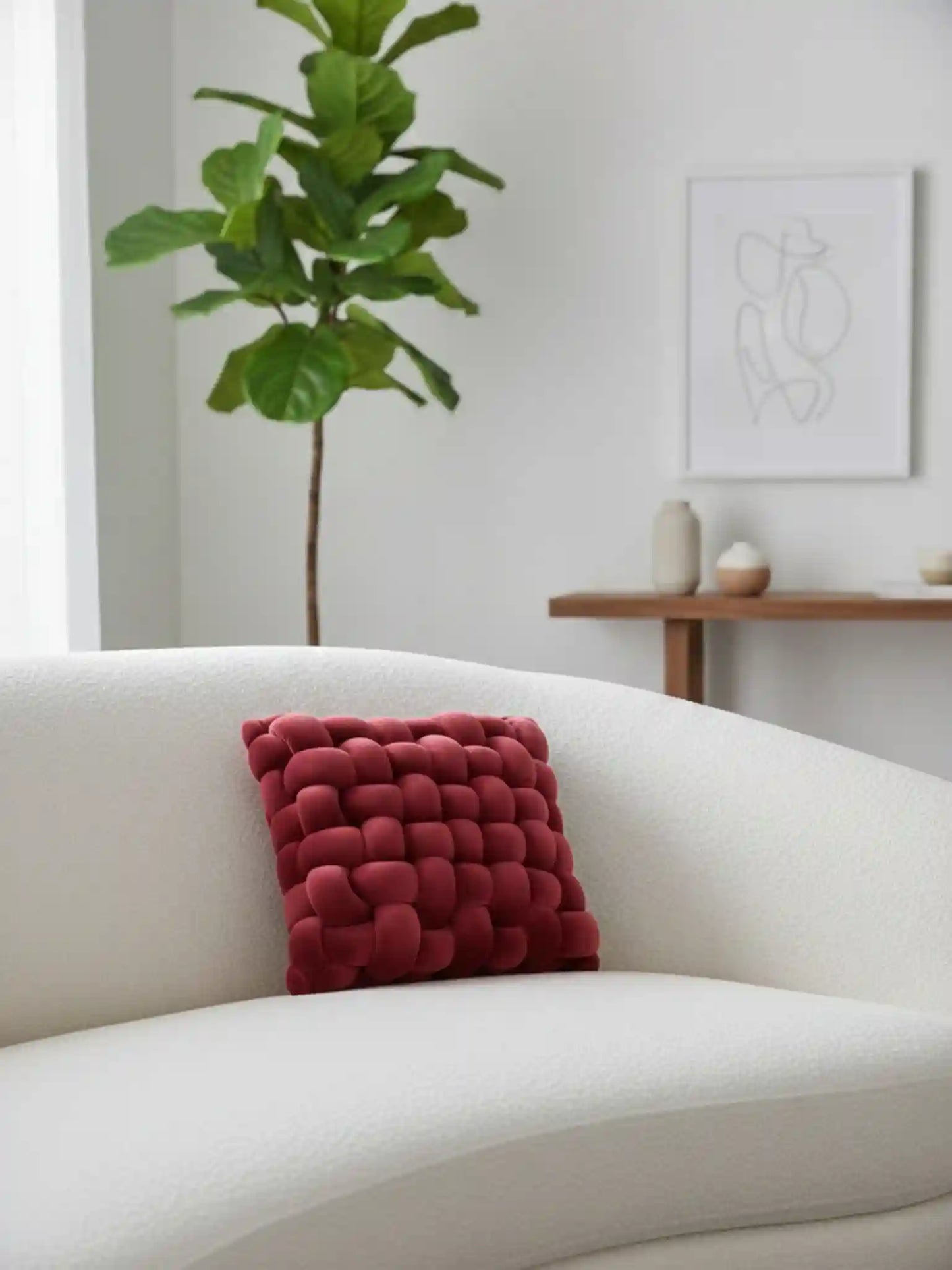 Square Knotted Cushion Pillow – Soft Decorative Accent for Sofa & Bed