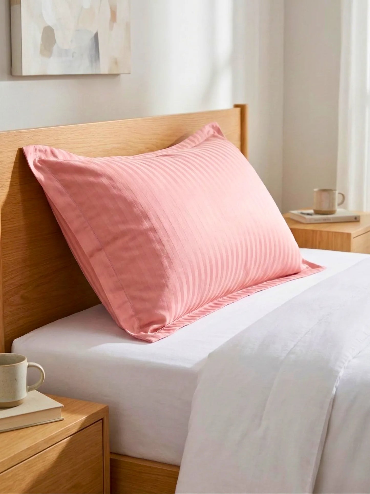Striped Pillow Cover with Flange | Soft & Breathable (68 x 45 CM)