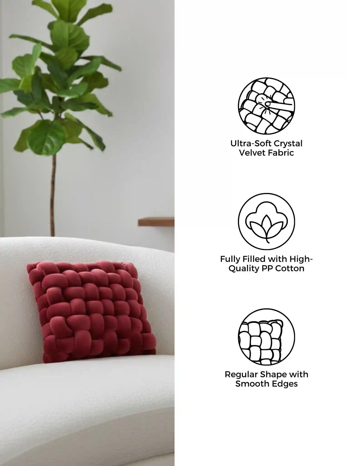 Square Knotted Cushion Pillow – Soft Decorative Accent for Sofa & Bed