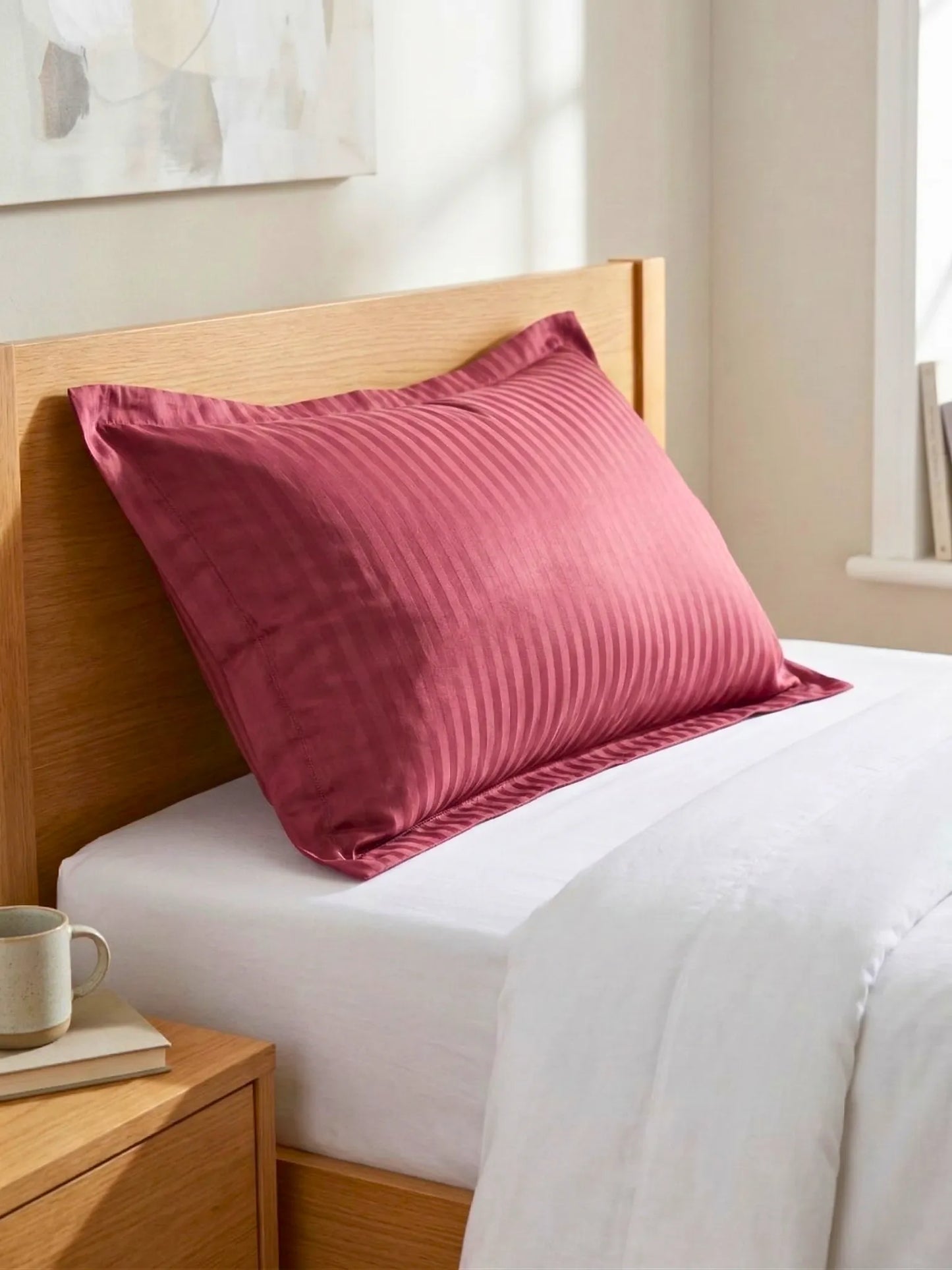 Striped Pillow Cover with Flange | Soft & Breathable (68 x 45 CM)