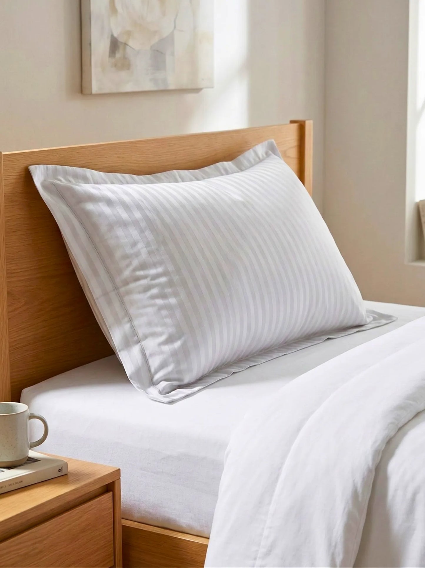 Striped Pillow Cover with Flange | Soft & Breathable (68 x 45 CM)