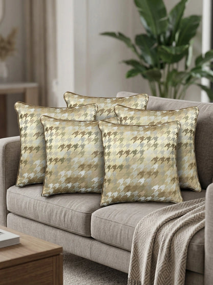 Houndstooth Cushion Covers with Hidden Zipper (Set of 5)